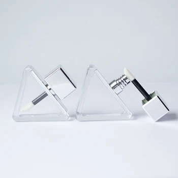 Unique creative clear triangle transparent 5.5 ml clear lip gloss tubes with custom private label packaging and logo