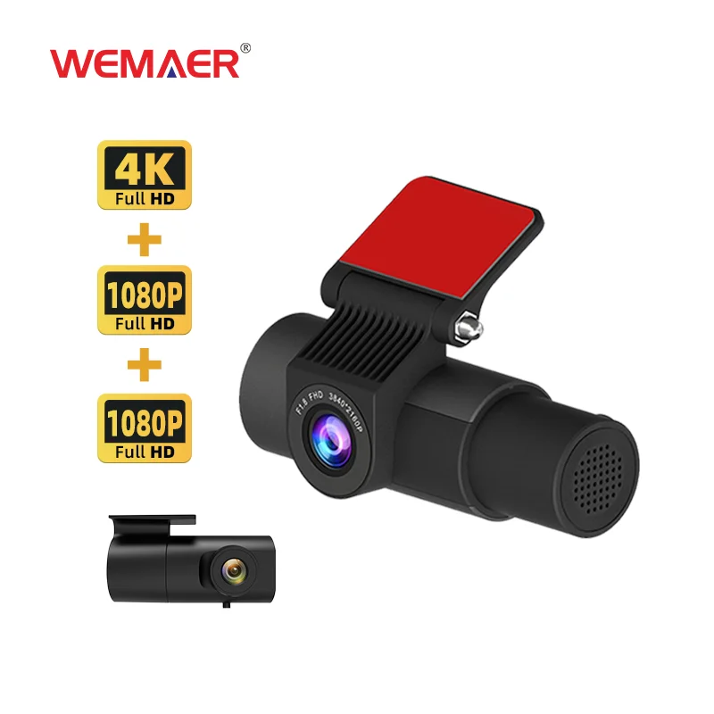 UHD palubní kamera vpředu a vzadu 4k uvnitř a venku nahrávač jízdy 3kanálová palubní kamera 4k černá skříňka F1.8 s 140° širokoúhlým záběrem pro agenta