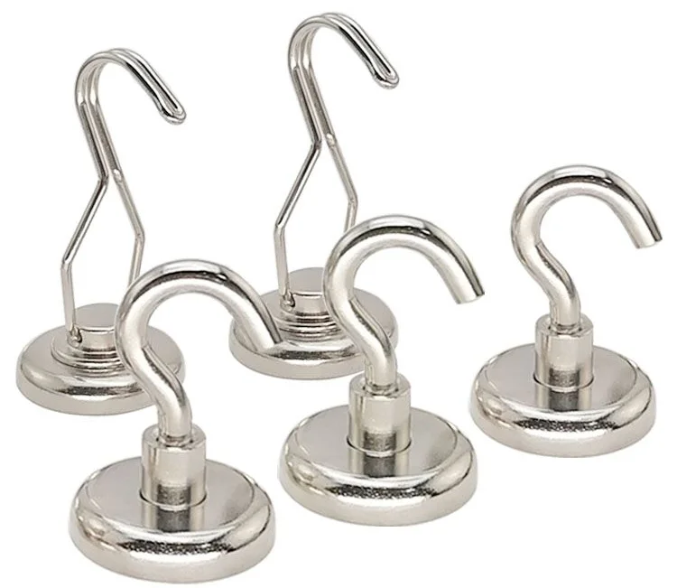15-Pack Magnetic Hooks – 20lb+ Heavy Duty Neodymium Magnets With Steel Base – For Refrigerator, Cruise Cabins, Grill, Toolboxes