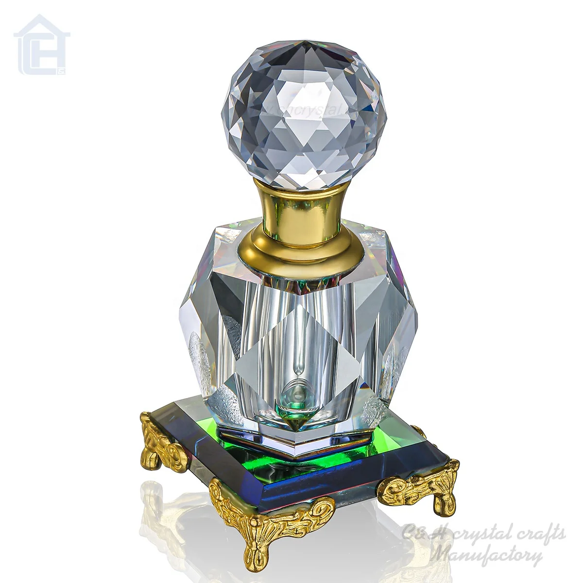 Customized Arabic Pyramid K9 Crystal Perfume Glass Bottles Triangle-Shaped UV Printed for Women's Gifts and Home Decor