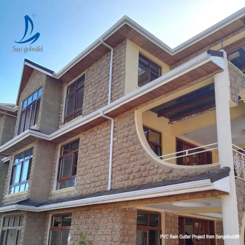 Vinyl Rain Gutters PVC Water Collectors Rainwater Drainage System