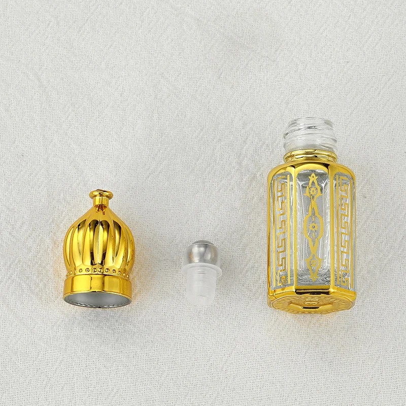 Fancy Design 6ml Mini Small Refillable Glass Perfume Bottle Body Massage Oil Serum Glass Bottle Attar Bottle With Glass Rod