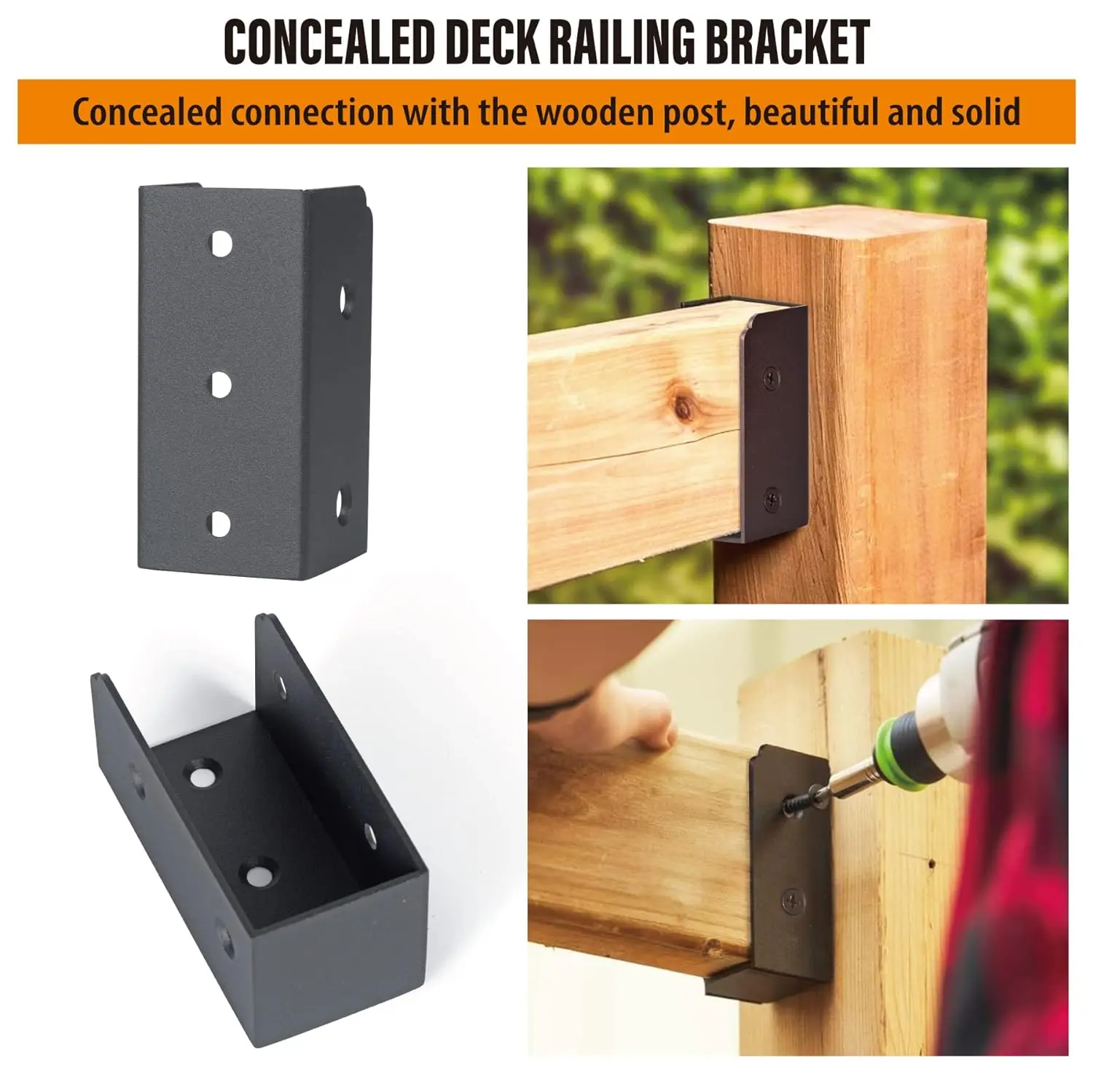 Deck Railing Brackets Connectors Heavy Duty Steel Concealed Brackets ...