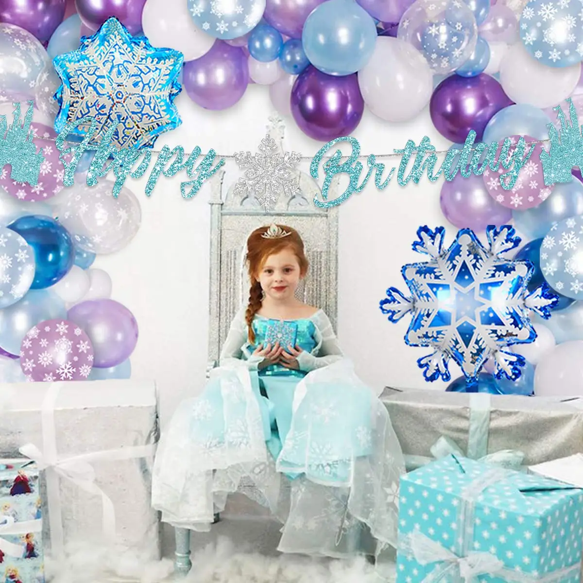 PHOGARY 3 PCS Frozen Nappe Jetable Reine Des Neige Anniversaire - 2,20 M X 1,30 M - Nappe Anniversaire Fille Frozen Décoration Anniversaire Reine Des Neiges Fille Deco Pour Douche Bébé Fond