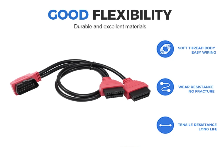 16PIN Right MALE TO FEMALE Y CABLE obd2 obd-ii male y obd  splitter cable For OBD2 Diagnostic Scanner Fault Code Reader manufacture