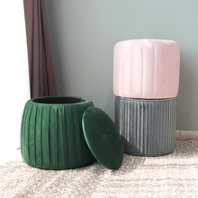 Stool New Sale Dining Round Modern Indoor Home Luxury Foot Step Living Room Velvet Gold Metal Ottoman Stools