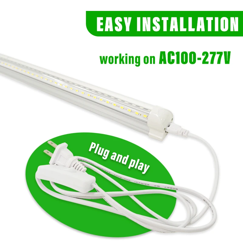 10Pack 8Ft LED Shop Light Fixture 100W 15000 Lumens 5000K Daylight White Clear Warehouse
