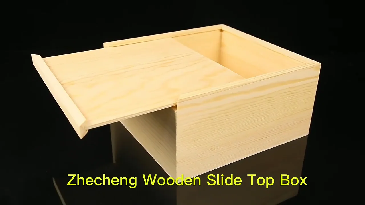 Custom Unfinished Pine Wood Gift Packaging Box Wooden Slide Top Box