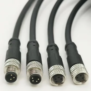 Factory Price Sensor Cable Connector Moulded on the Cable PUR Black 1m 3m 5m M8 4 Way Connector Cable