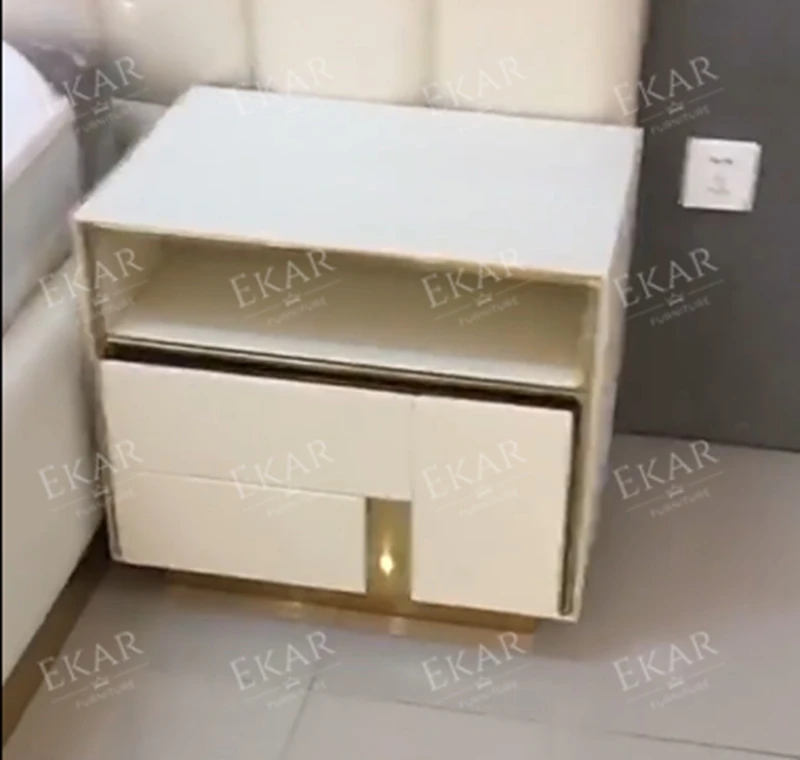 product modern stainless steel nightstand brushed bronze finish versatile home or commercial bedroom furniture-68