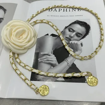 Camellia Waist Chain High-End Gold Alloy Flower Decoration Romantic Body Jewelry for Dress Denim Robe Kimono Top & Skirt