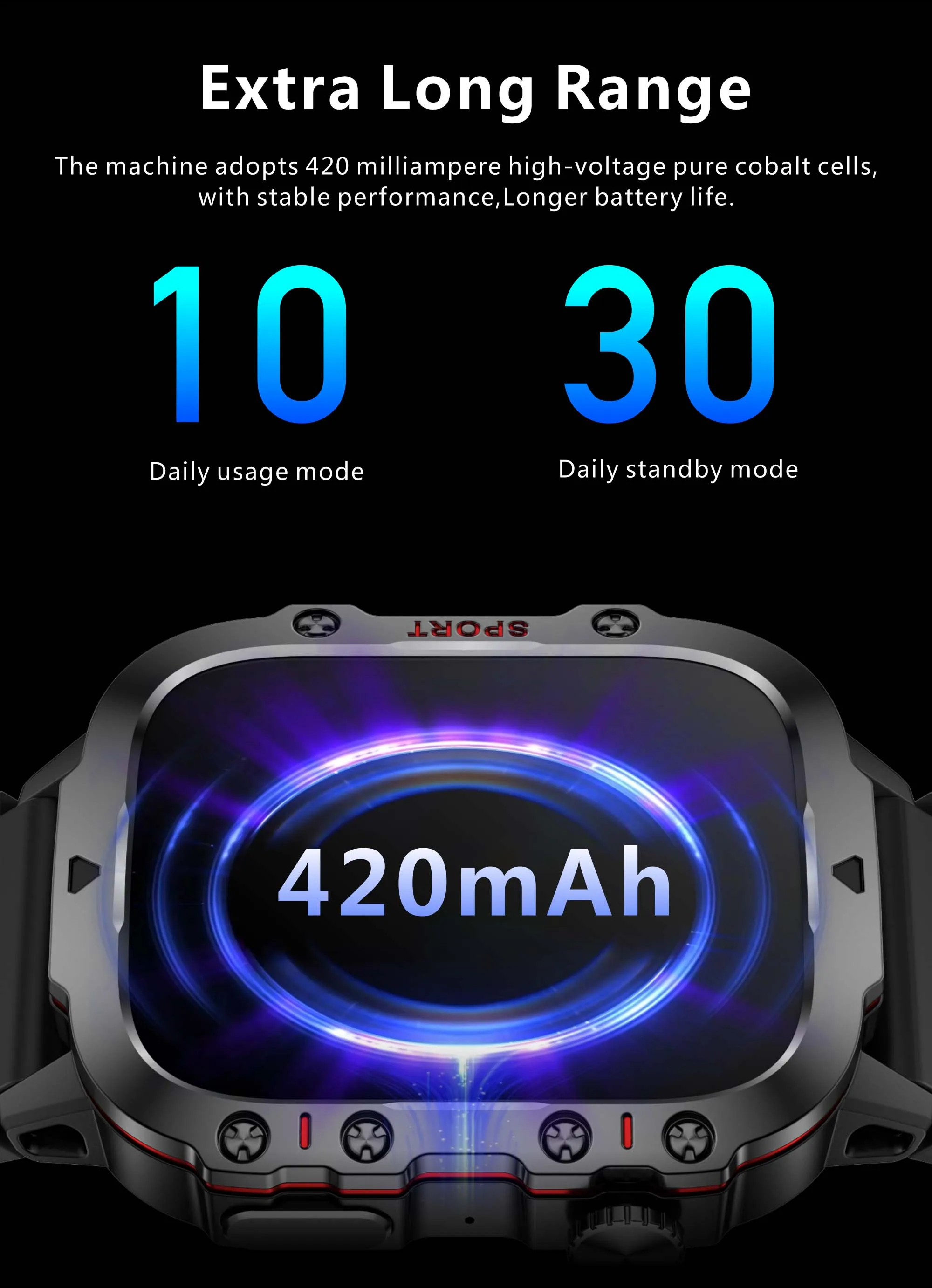 Sport Smartwatch QX11 1.96 Inch AI Voice Assistant Long Endurance Strong Body Case Blood Oxygen Pressure Sleep Monitoring