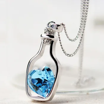 Creative Ladies Wishing Bottle Crystal Zircon Jewelry Romantic Valentine Girl Gifts Fashion Women Pendant Necklace Jewelry