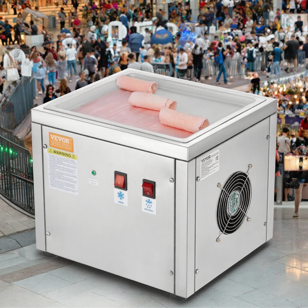VevoR China Flat Fried Ice Cream Machine 220V Roll Machine for Baking Food Shops Restaurants for Fruit Milk Water Chocolate