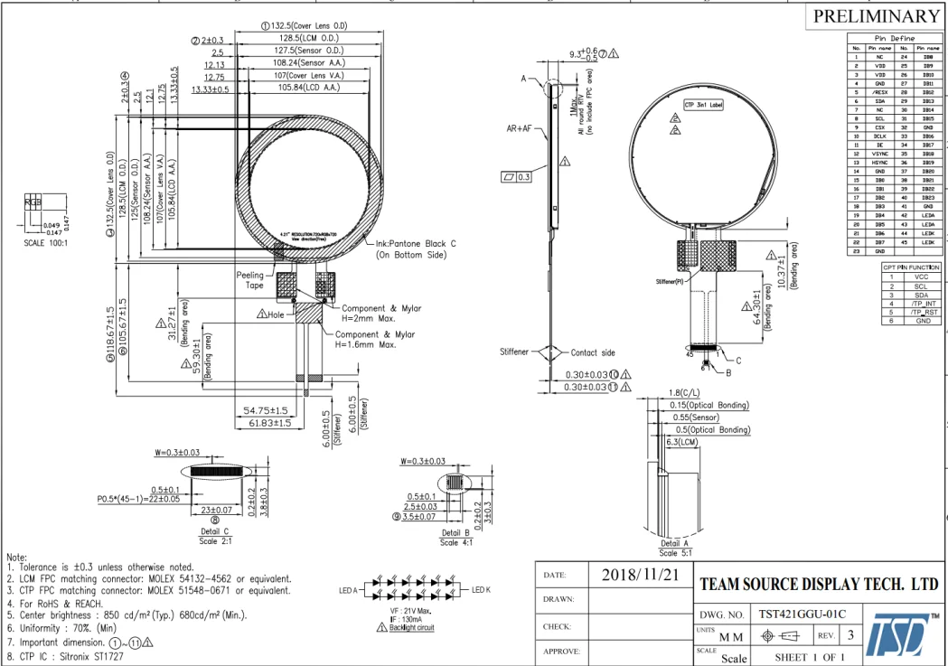 4.21 inch round lcd display free sample