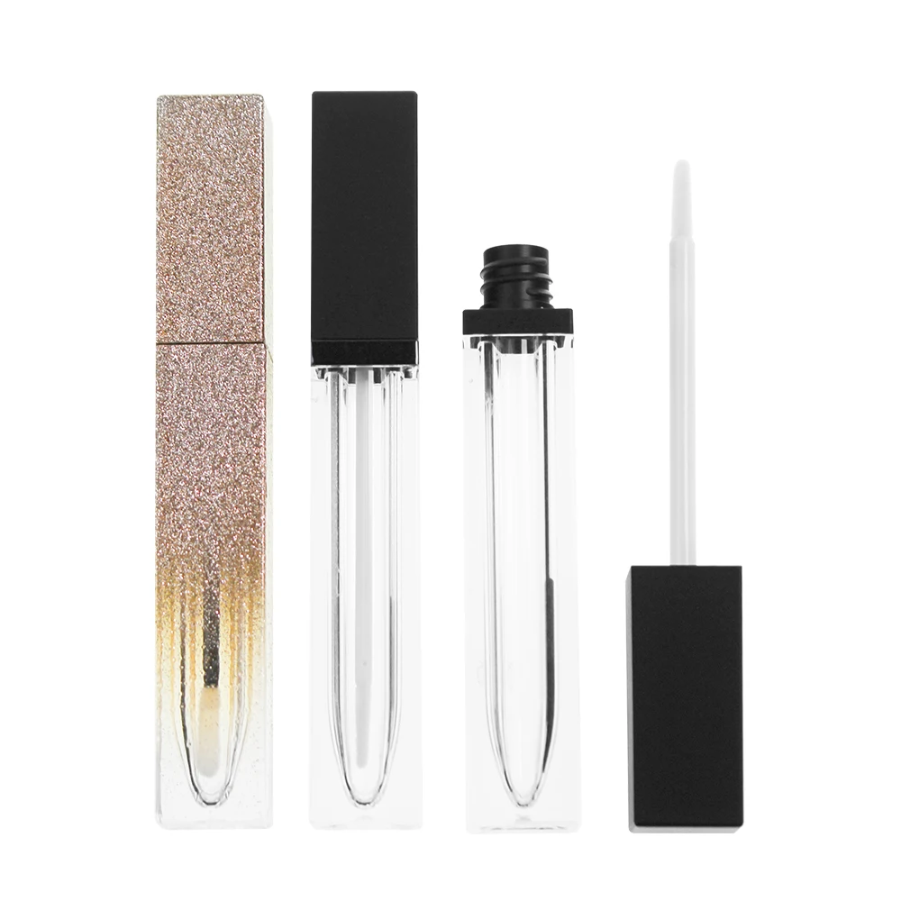 Square Glass Lip Gloss Liquid Empty Square Diamond Case Lipgloss And