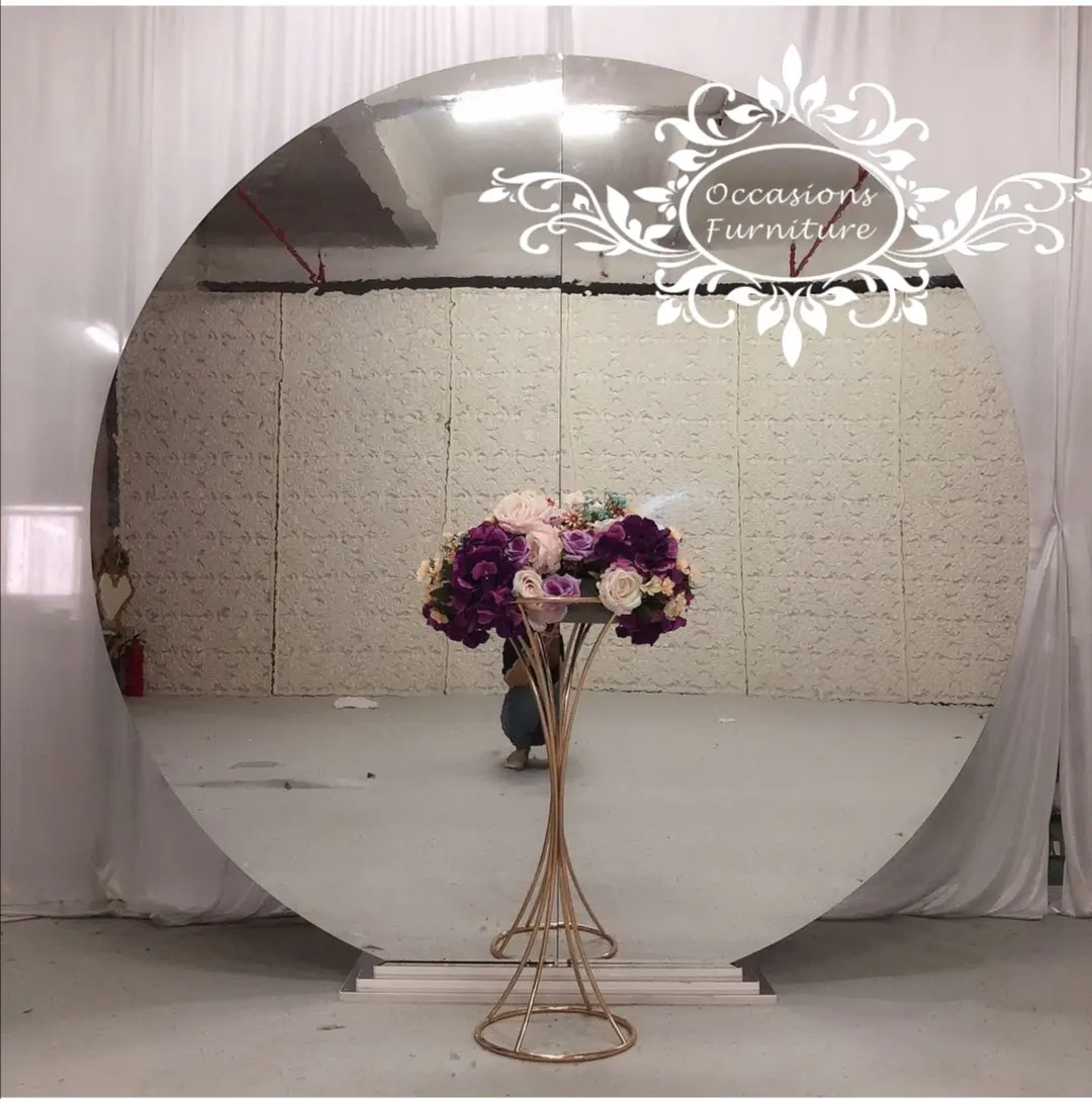 Modern Classic Simple Silver Acrylic Round Board Backdrop for Wedding Decorations Wall Acrylic Backdrop