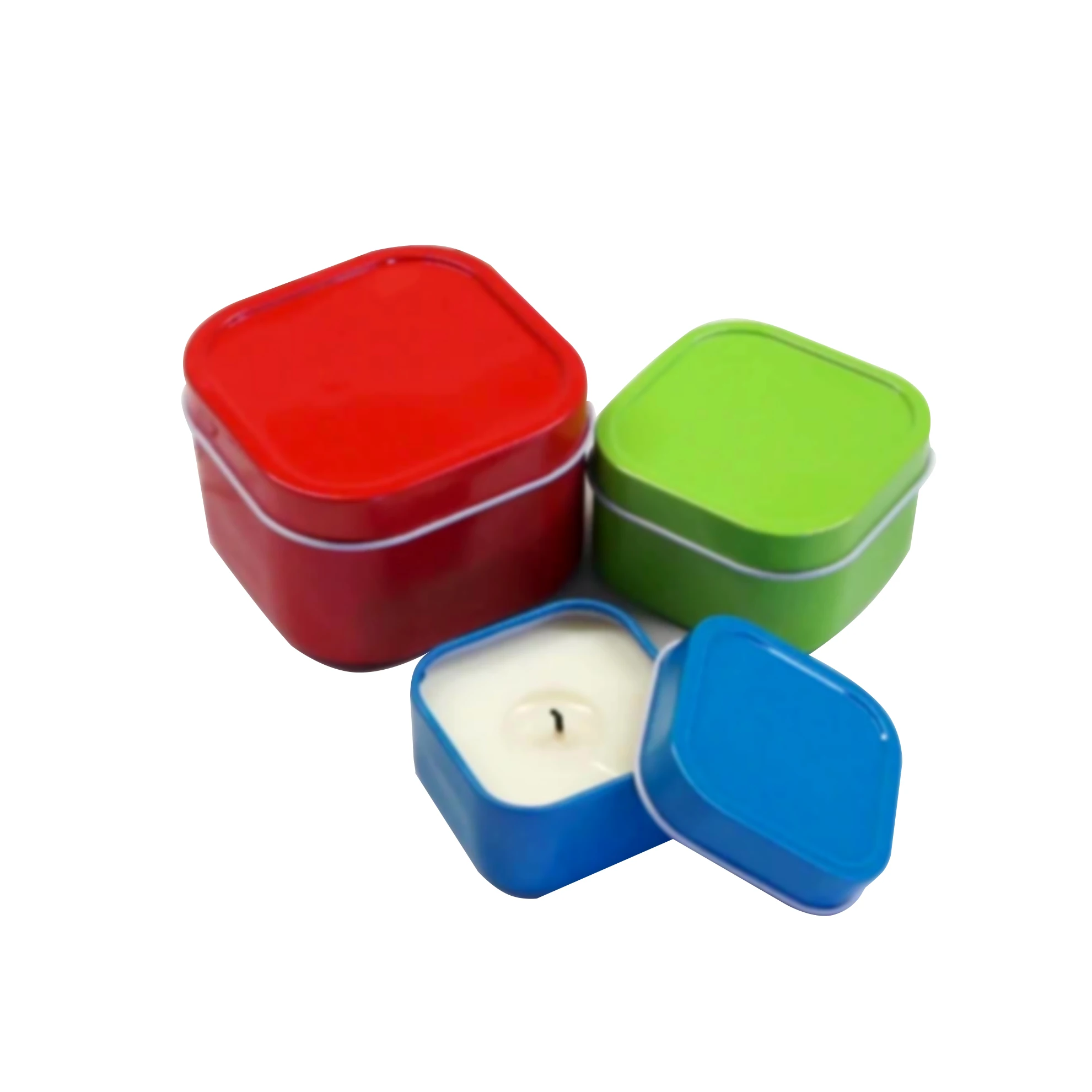 Pot de bougie carré en métal de couleur personnalisée de 2 oz, 4 oz, 8 oz, emballage de boîte de conserve pour le thé