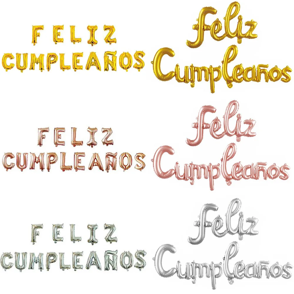 Spanish Happy Birthday Letters Balloons Lowercase Conjoined Alphabet ...