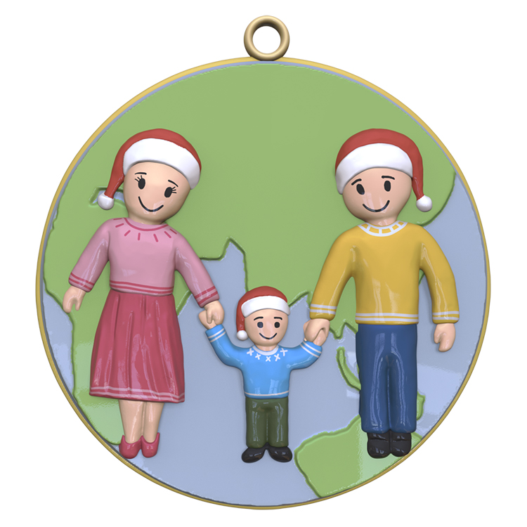 Atacado de Fábrica, Enfeites Cerâmicos Personalizados, Formatos Personalizáveis com Tema Família Pai-Filho, Enfeites Cerâmicos para Árvore de Natal