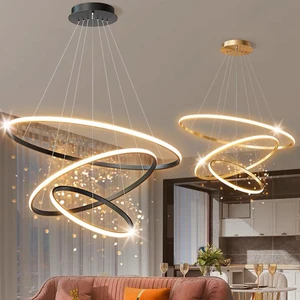 Chandelier Pendant Light Modern Led Hanging Lamp Restaurant Light Acrylic Circle Linea Ceiling Round Modern Led Ring Chandelier