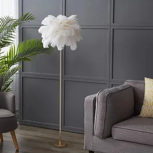 Zeal Lighting Ostrich Feather Corner Standing Lights Bedside White pink Feather Corner Floor Lamp for Living Room