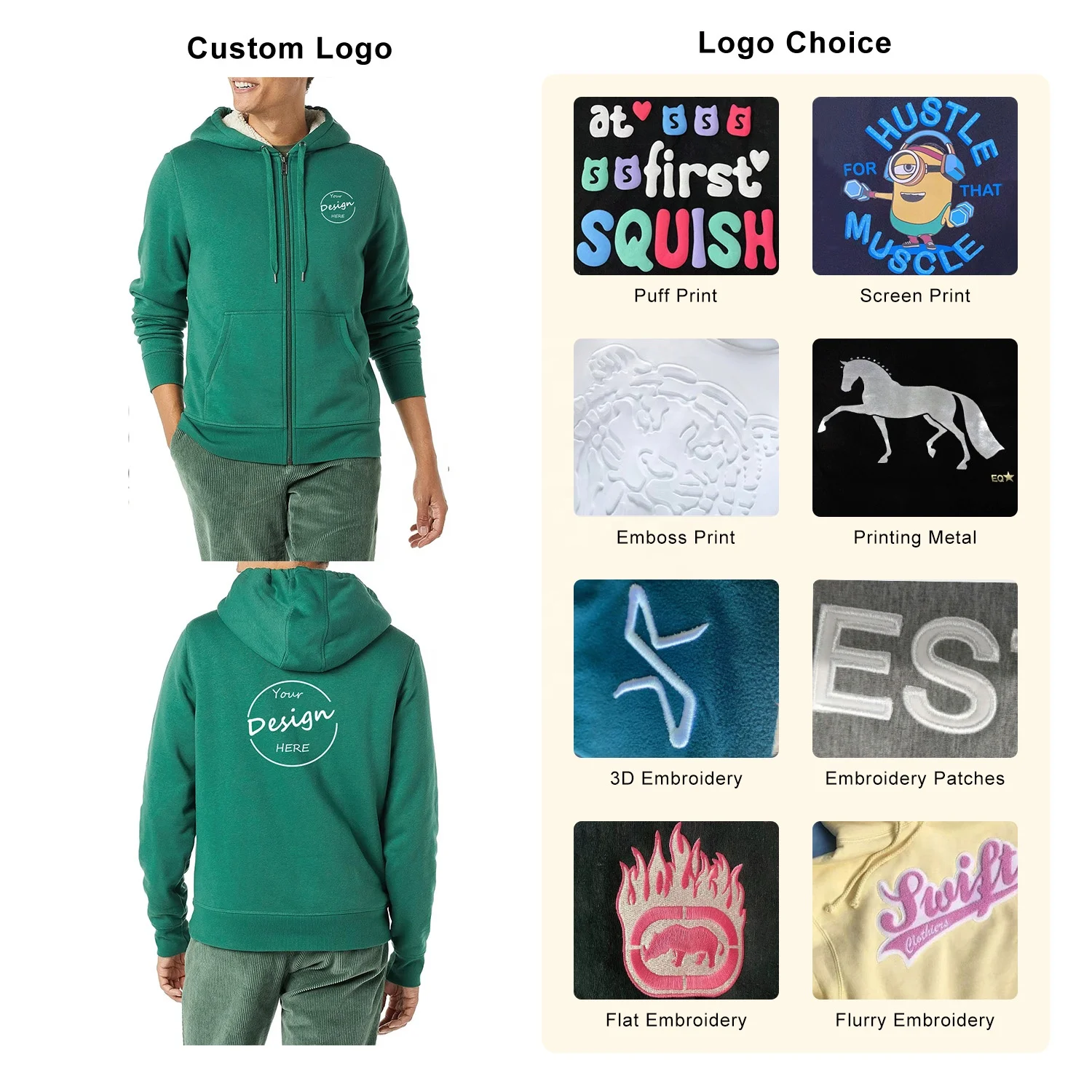 JL812F 400GSM Heavy Polar Fleece Zipper Cardigan Hoodie Loose Coat Full Zip up Hoodies Pattern for Men