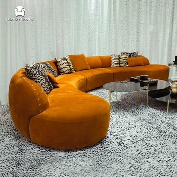 Italian High-end Luxury Modern Designer Curved Sofa Set Furniture Modern Fashion Living Room Furniture Set