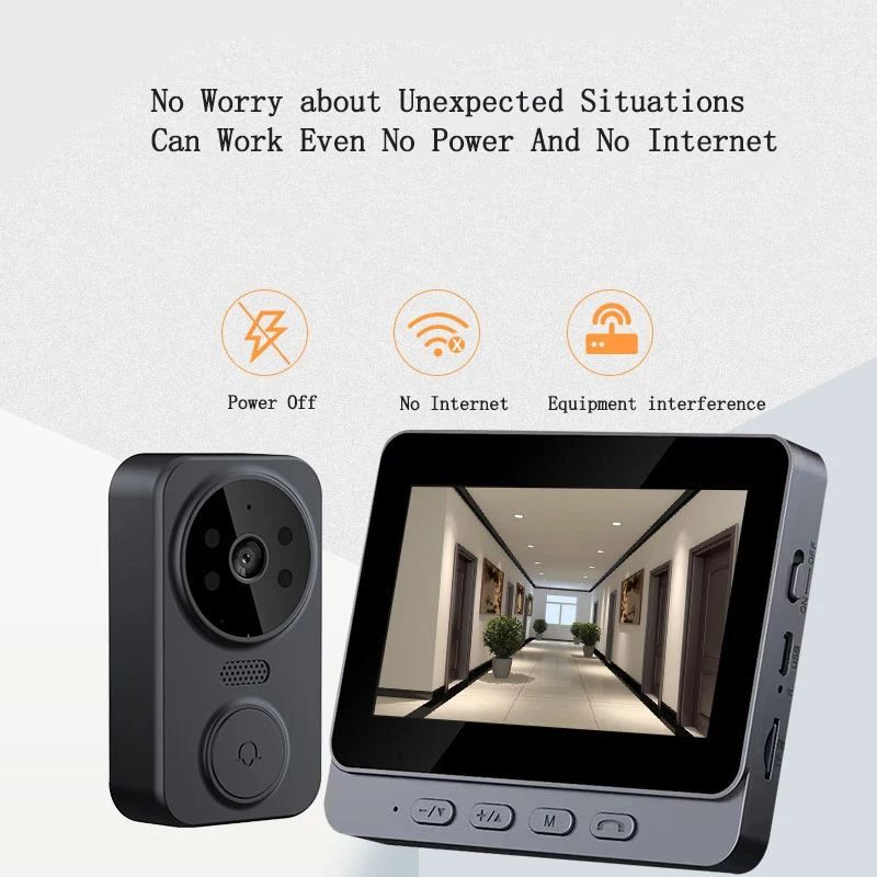 New Cctv Home Security Two Way Audio Door Bell Camera Wifi Battery Powered Wireless Smart Video Doorbell with 4.3in display