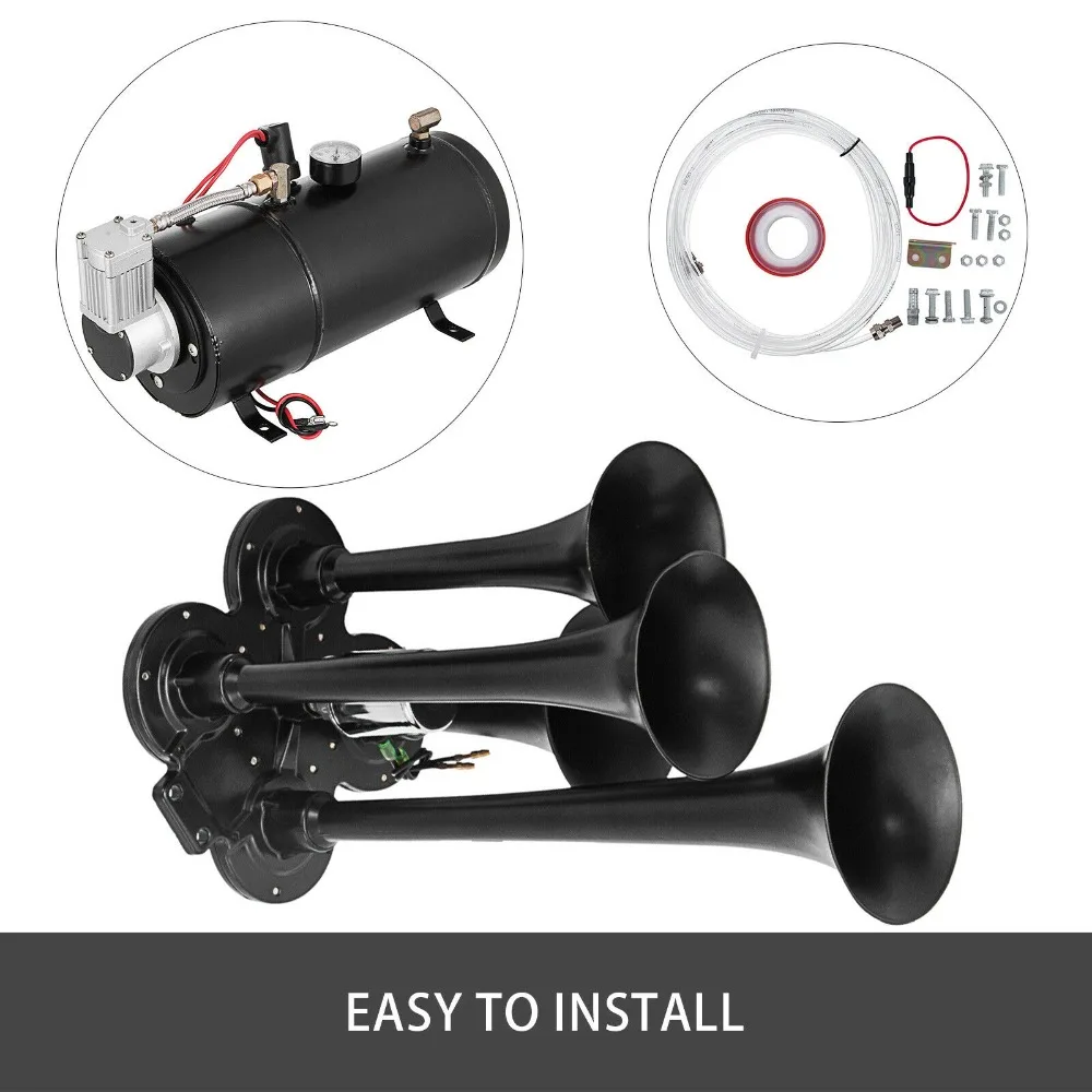 OEM Use 4-Trumpet Train Air Horn Kit 150PSI Air System W/12V Air Compressor