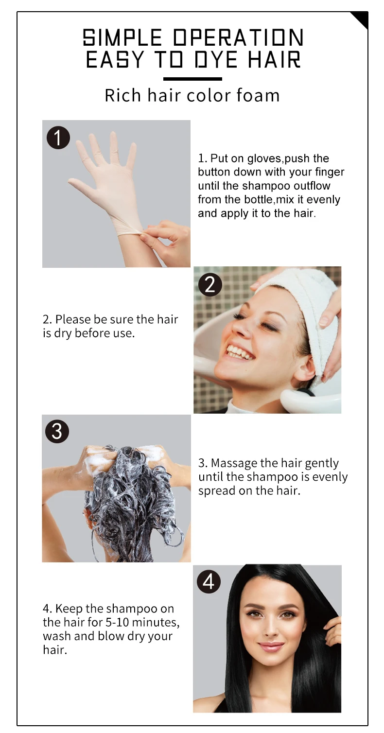 ESTELIN 400ml Fast Hair Dye Natural Black Collagen Argan Oil Hair Color Shampoo Refreshing and Nourishing Cream Form