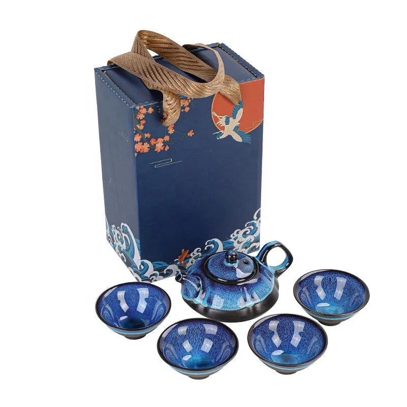 Classical Teapot Sets Gift Bag Drinkware Coffee Tea Sets Hand Painting Country Ceramic Lovely Chinese Socksroduct 5 Pcs Stocked