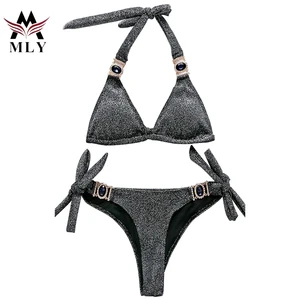 MLY Sequin Crystal Diamond Thong Bikini Set Brazilian Summer Swimsuit Rhinestone Bikini