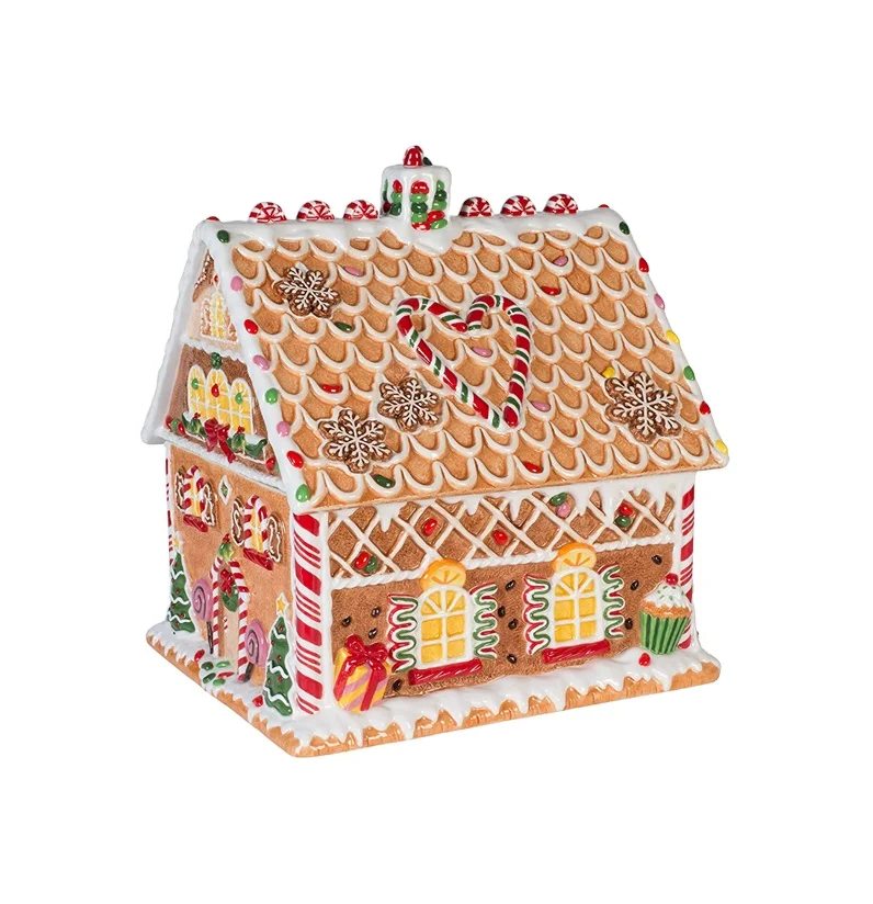 Керамическая канистра ручной работы высокое качество красивый Рождественский дом фарфоровые стеклянные контейнеры для печенья и конфет