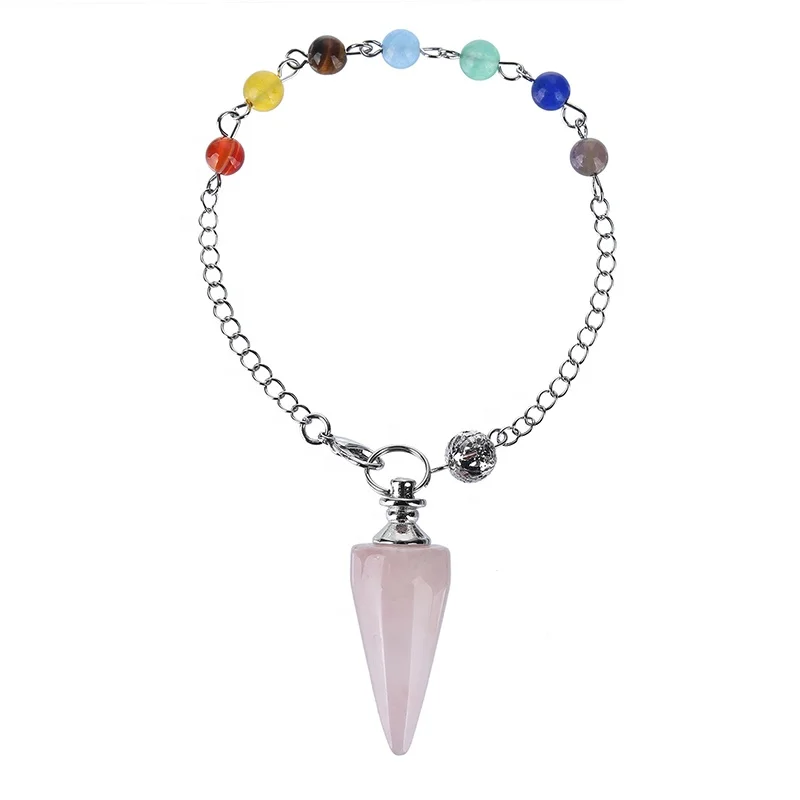 SUPERFINDINGS Set 6 Pendoli Rabdomanti In Pietra Preziosa Naturale, Cristalli Curativi 7 Chakra Con Catena In Acciaio Inossidabile, Ciondoli Reiki Bilanciamento