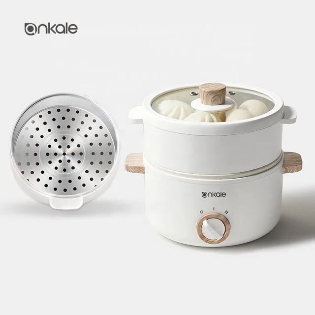 Ankala 1.5L Fashion Design White easy control  hot pot home use electric cooking pot Kitchen cooking skillet for household