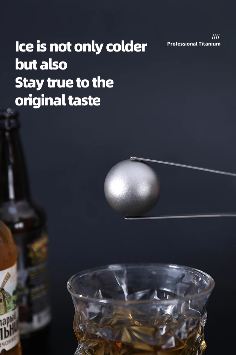 ラウンドウイスキー石ボール形状再利用可能チタンアイスキューブゴルフ