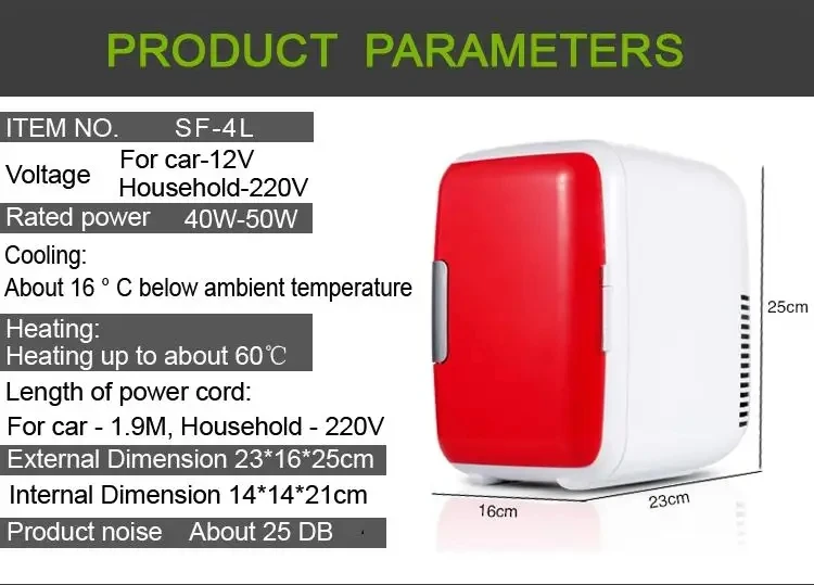 Dualuse 4l Home Car Refrigerator Mini Table Top Fridge 12v Freezer Cooling Heating Box Car