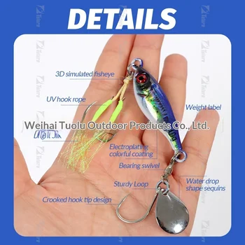 New Small Metal Jig Bait Hook Sequins Artificial Hard Bait Long-Distance Casting Sea Fishing Boat Fishing Bass – Metal Jig – view 4