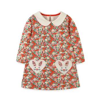 Girls' baby dresses European and American style Autumn new style kids clothing floral lapel long-sleeved princess dress