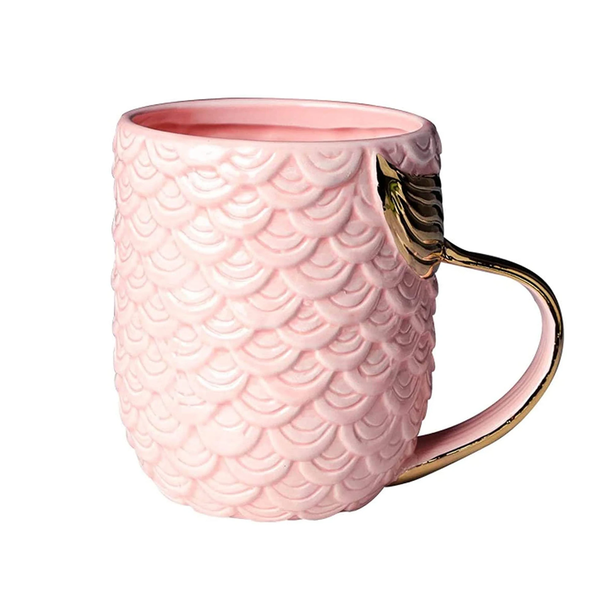emboss mermaid coffee mug ceramic cup with mermaid tail handle