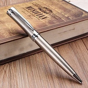Factory Popular Classic Branded Silver Stainless Steel Ball Pen Premium Executive Luxury Metal Ballpoint Pen with Custom Logo