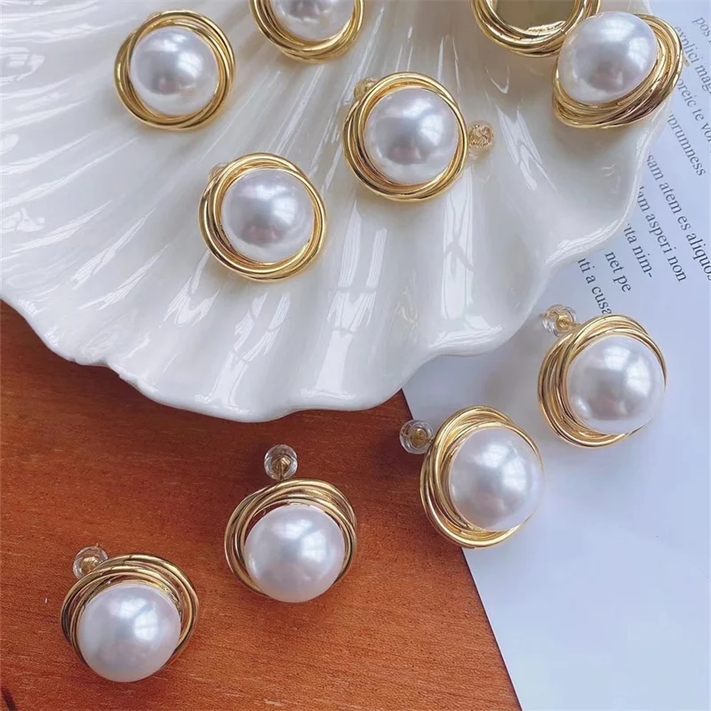 Minimalist Twisted Rope Twisted Surround Pearl Earring Fashion Drop Earrings Classic Hot Selling Jewelry for Women