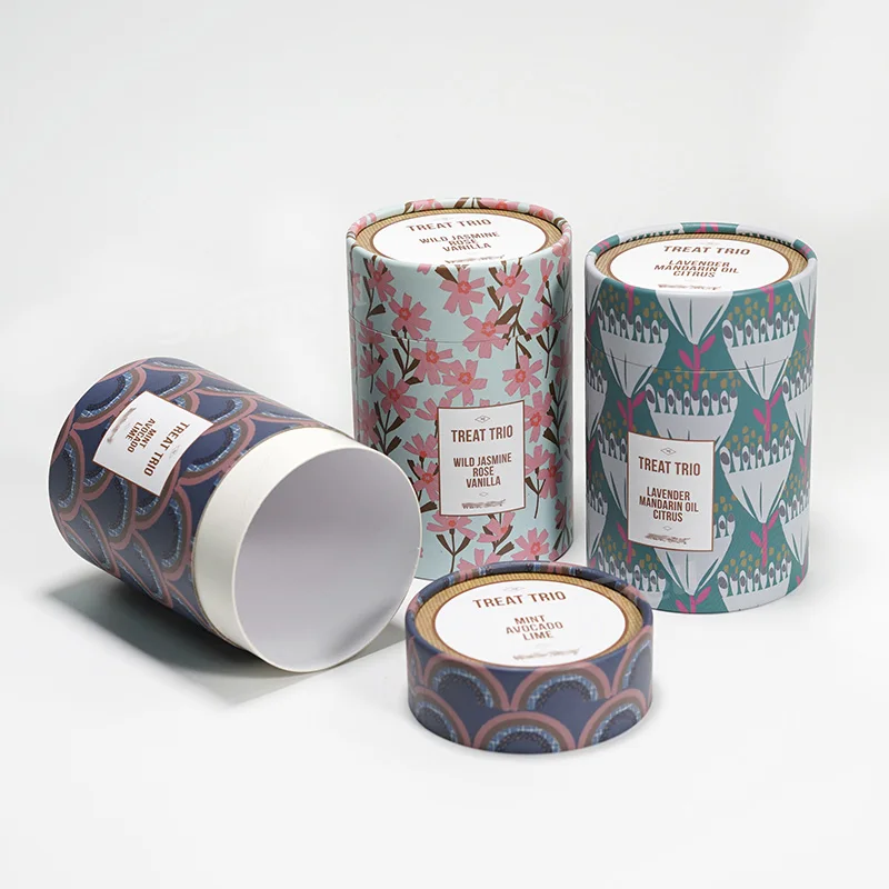 Round Cardboard Tube Packaging Canister With Lid Custom Paper Cylinder Tube Packaging Box for Candle/Perfume/T-Shirt/Coffee