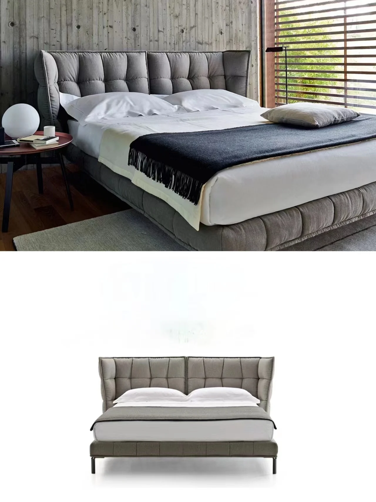 Nordic Italian Minimalist Bedroom Furniture Luxury Tufted Premium Up