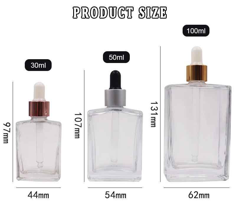 Wholesale Luxury 30ml 50ml 100ml Square Clear Flat Shoulder Glass Serum ...