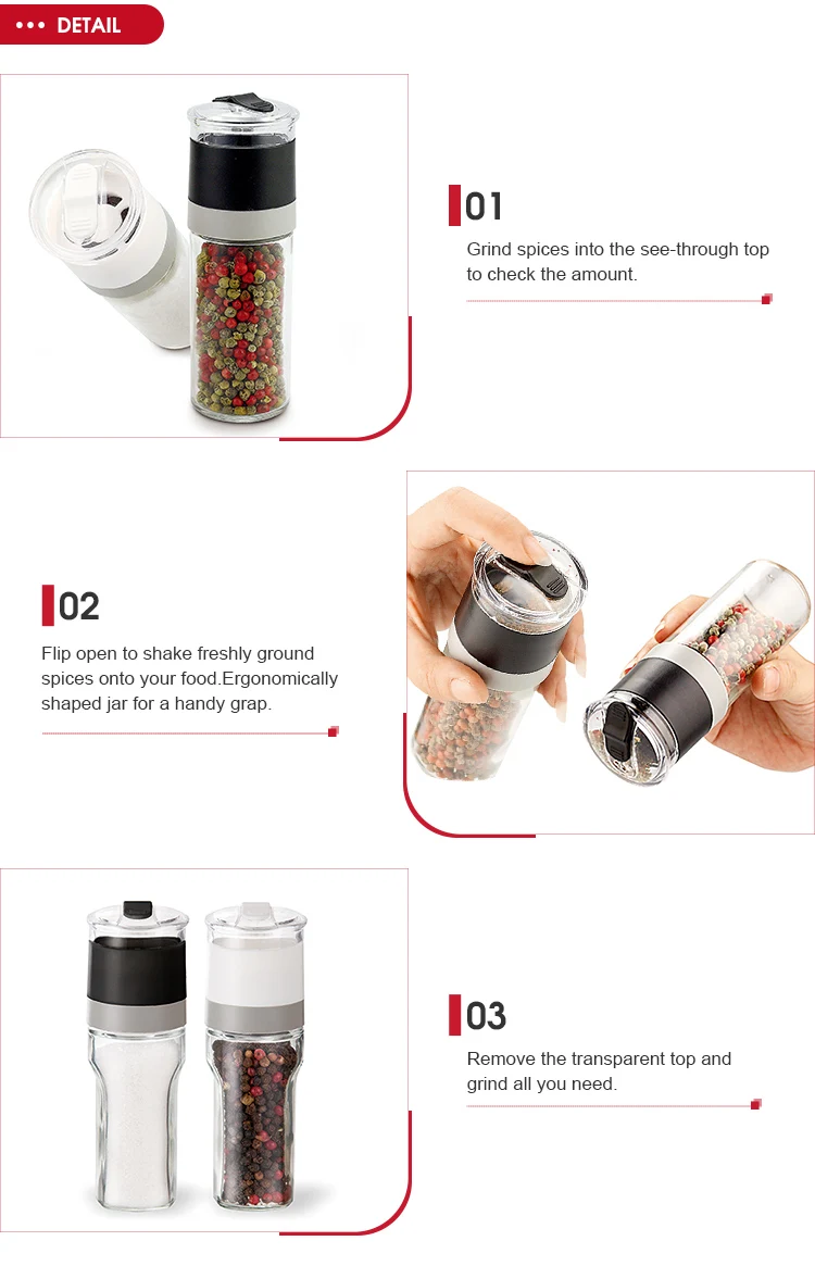 Salt And Pepper Grinder Ceramic Mechanism With Black And White For