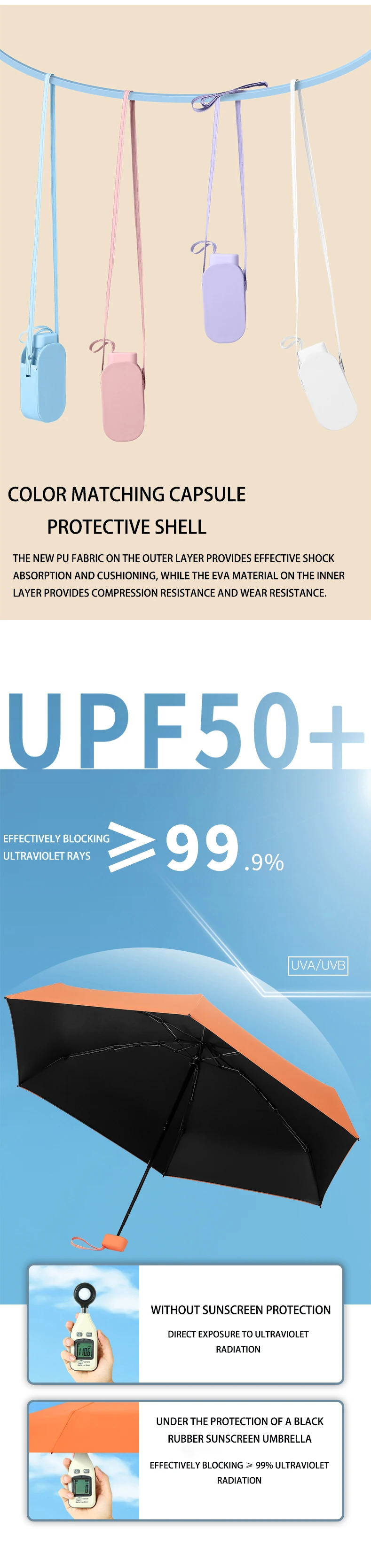 Umbrella Sun Rain Women Flat Lightweight Antiuv Parasol Folding Sun