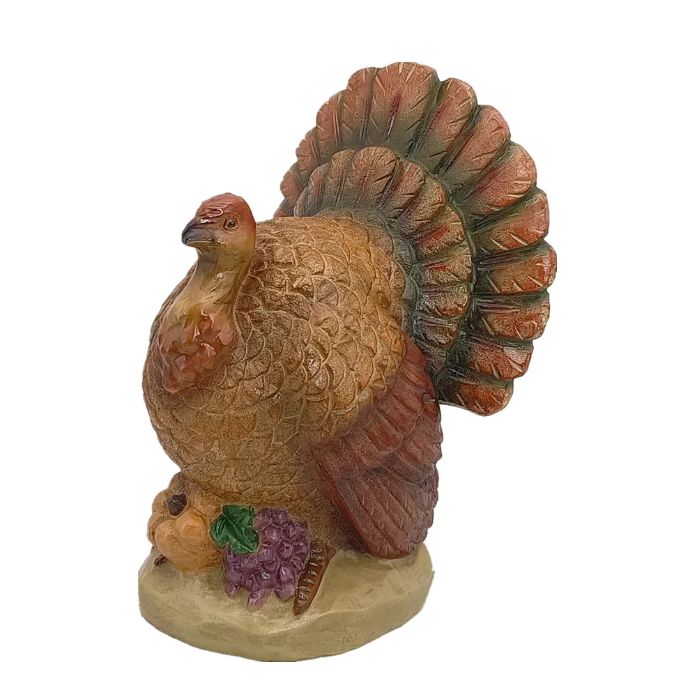 Fall Decor Gold Gilttered Resin Turkey Statue  Polyresin Turkey Sculpture