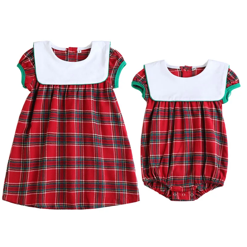Christmas Sister Matching Kids Dresses for Girls Flannel Tartan Kids Night Dress Toddler Baby Girls Bubble Romper Set Christmas Sister Matching Kids Dresses for Girls Flannel Tartan Kids Night Dress Toddler Baby Girls Bubble Romper Set